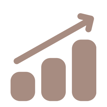 Icon of a bar chart with an upward trend arrow.