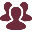 Three stylized human figures in a group icon.